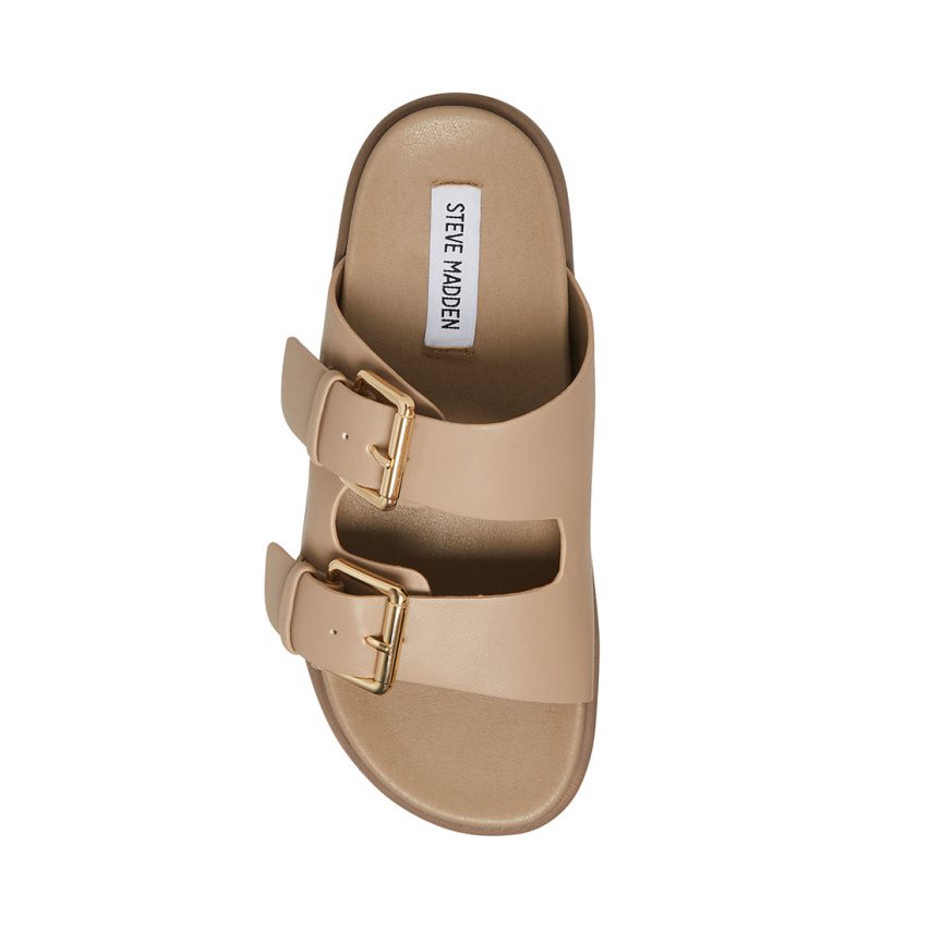 Beige Steve Madden Nevara Women's Slides | PH 4738IHA